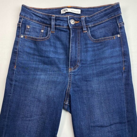 ZARA Hi Rise Denim Skinny Jeans Sz 4 Blue - Picture 4 of 7